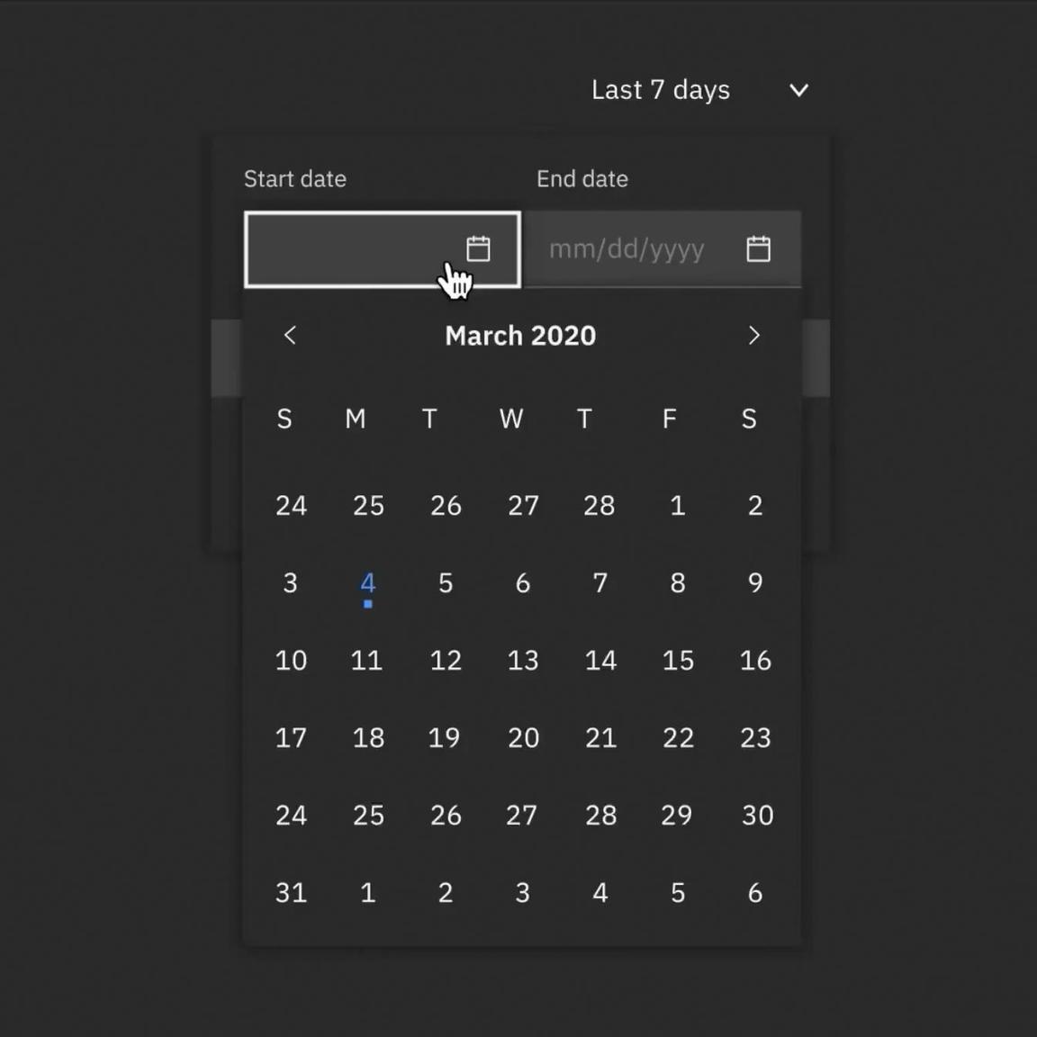 animation of Carbon calendar component